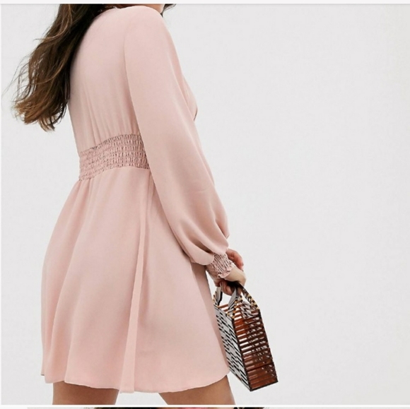 -ASOS long sleeve button through mini dress - Picture 3 of 6